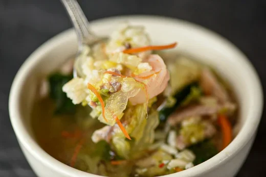 Sizzling rice soup with shrimp and pork at North China, Houston